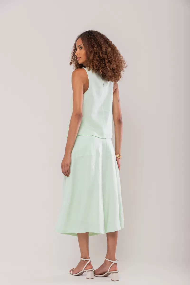 Hidrogênio - REGATA DECOTE OVAL 100% LINHO VERDE ÁGUA - 19869157