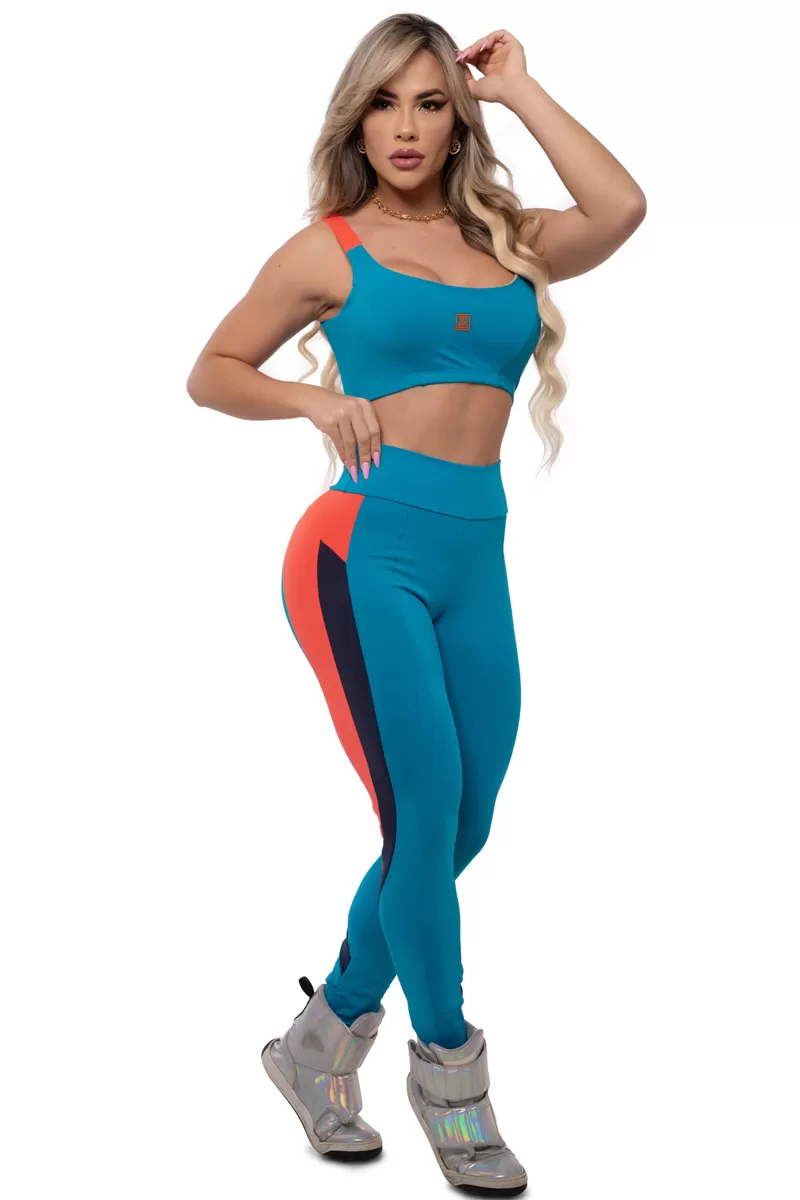 Trincks - Conjunto Legging e Top Shapewear Petróleo - 