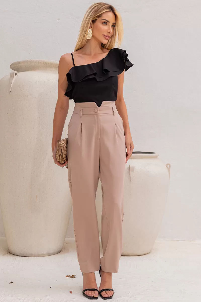 Miss Misses - Blusa Cleo Uma Alça Com Babado Preto - 54442001