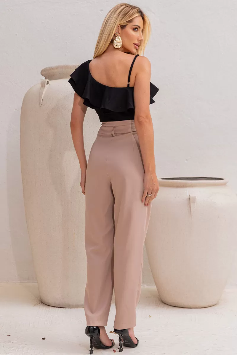 Miss Misses - Blusa Cleo Uma Alça Com Babado Preto - 54442001