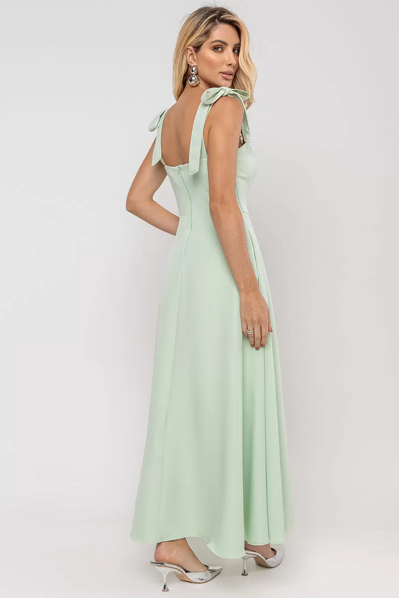 Miss Misses - Katia Longuete Dress with Straps and Bows in Green - 54421023