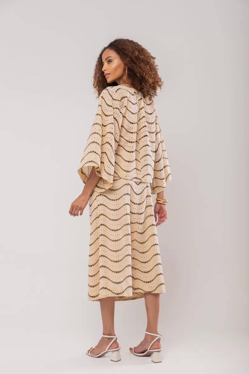 Hidrogênio - EVASE MIDI SKIRT WITH BEIGE LAPELS - 20248003