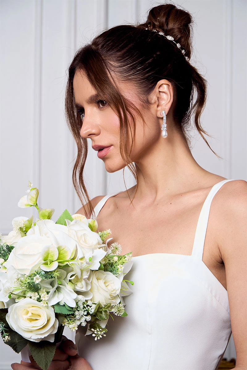 Miss Misses - Patricia Midi Dress with Thin Straps and Off-White Belt - 54456030