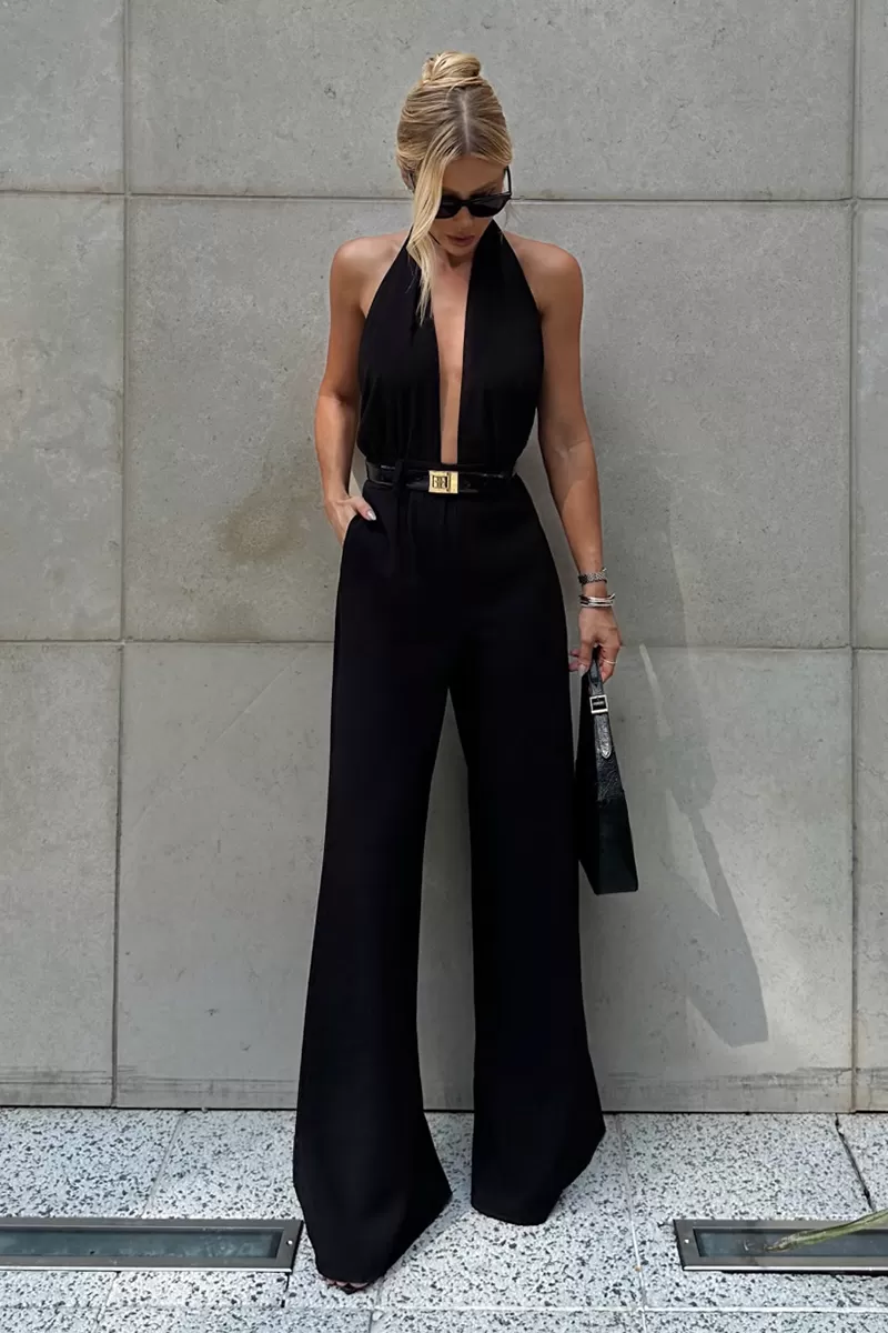 Dot Clothing - Macacão Dot Clothing Diana Pantalona Preto - 2578PRETO