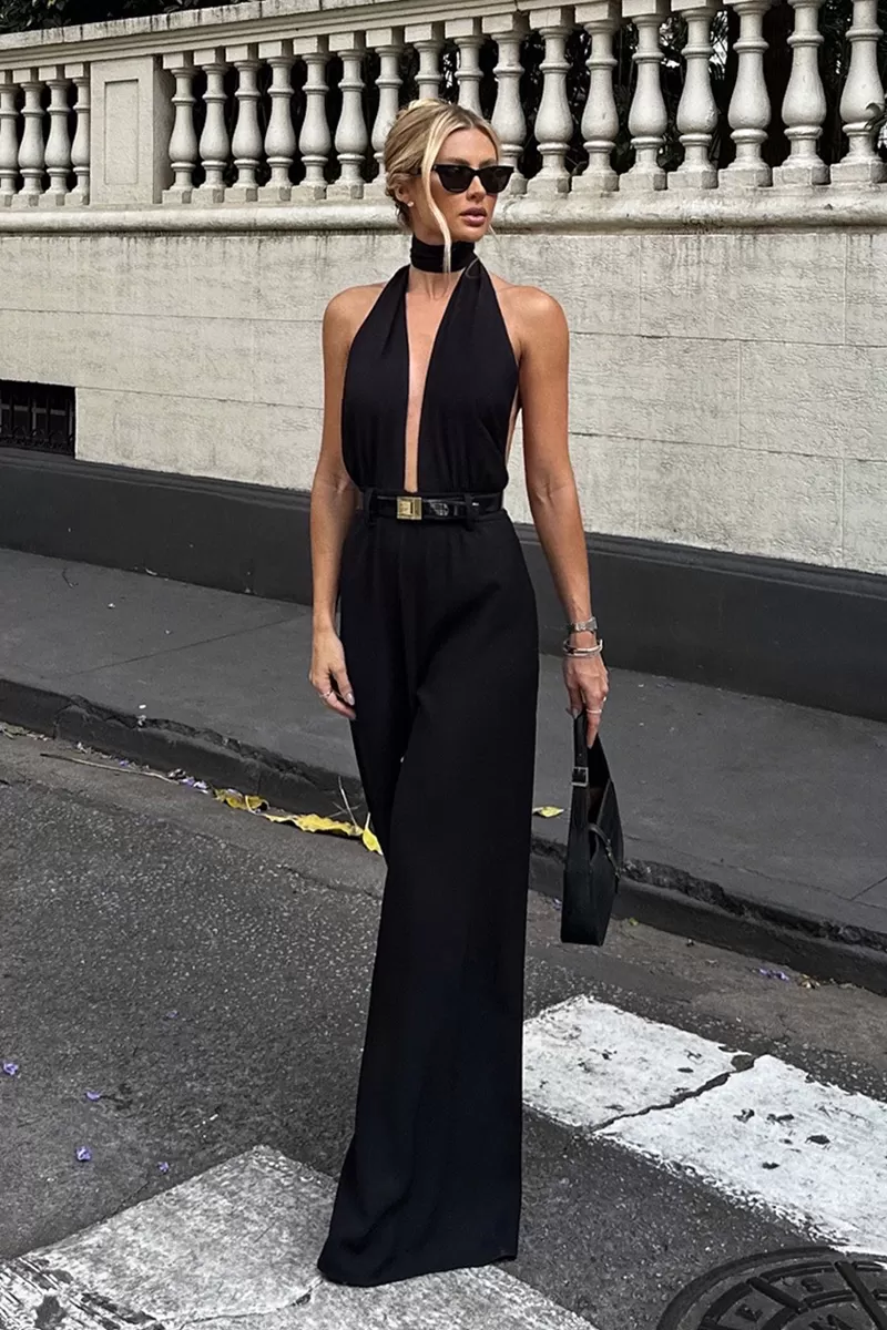 Dot Clothing - Macacão Dot Clothing Diana Pantalona Preto - 2578PRETO