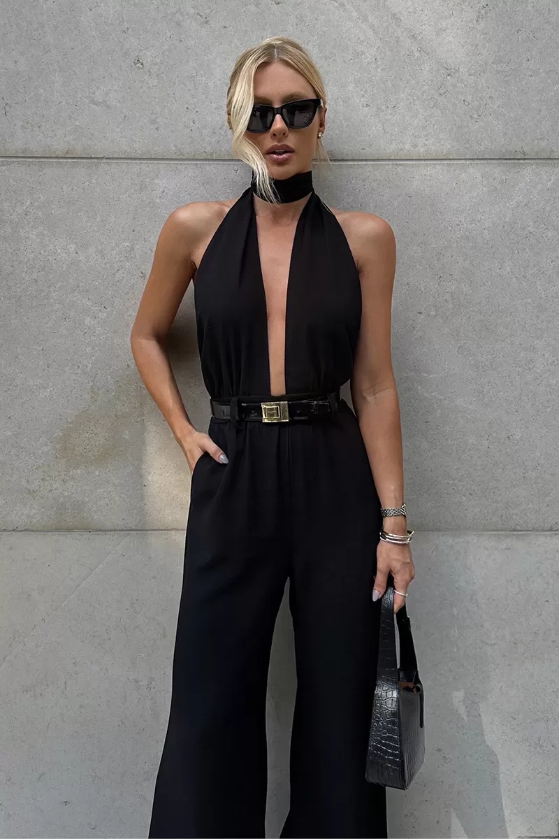 Dot Clothing - Macacão Dot Clothing Diana Pantalona Preto - 2578PRETO