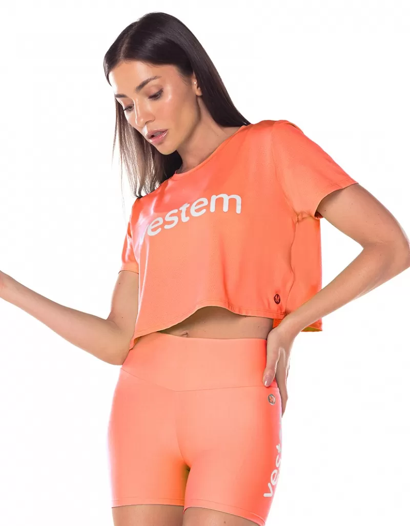 Vestem - Short Sleeve Dry Fit Cropped Ambassador Shirt Neon Orange - BMC501.ESS.C0007