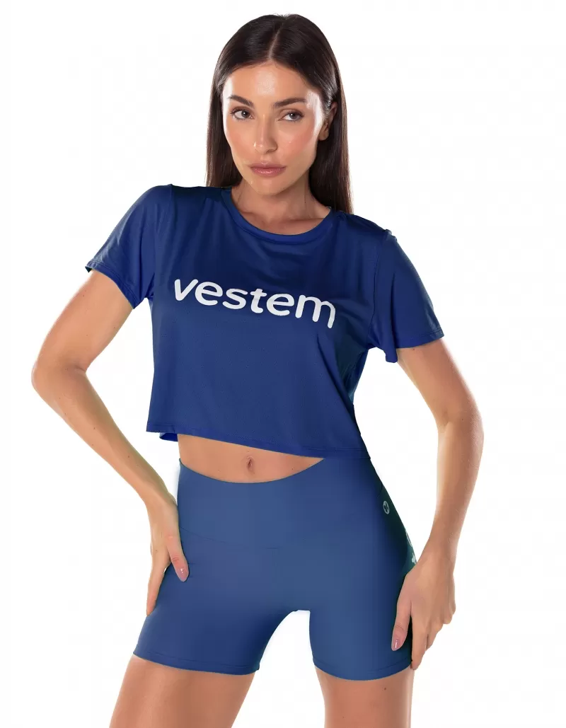 Vestem - Short Sleeve Dry Fit Cropped Ambassador Shirt in Blue Jeans - BMC501.ESS.C0257