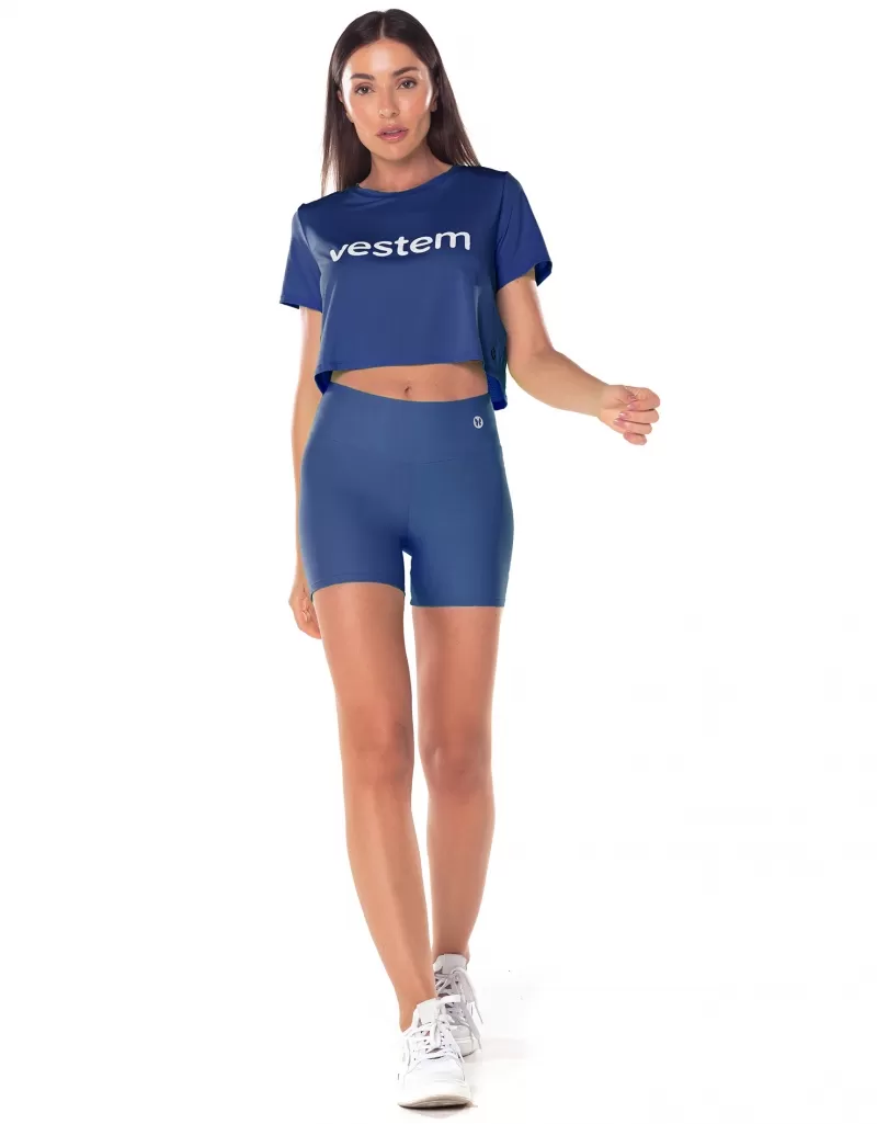 Vestem - Short Sleeve Dry Fit Cropped Ambassador Shirt in Blue Jeans - BMC501.ESS.C0257