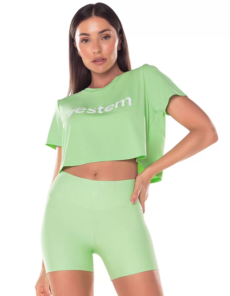 Vestem - Blusa Manga Curta Dry Fit Cropped Embaixadoras Verde Menta - BMC501.ESS.C0280