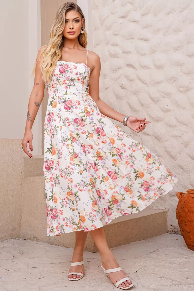 Miss Misses - Vestido Midi Dalva Estampado Costas Aberto - 54455008