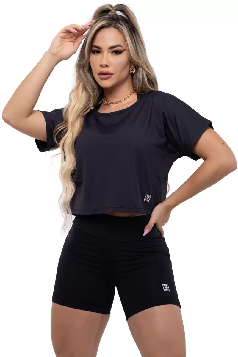 Elastic Power Trincks - Cropped Basic Poliamida Black - 