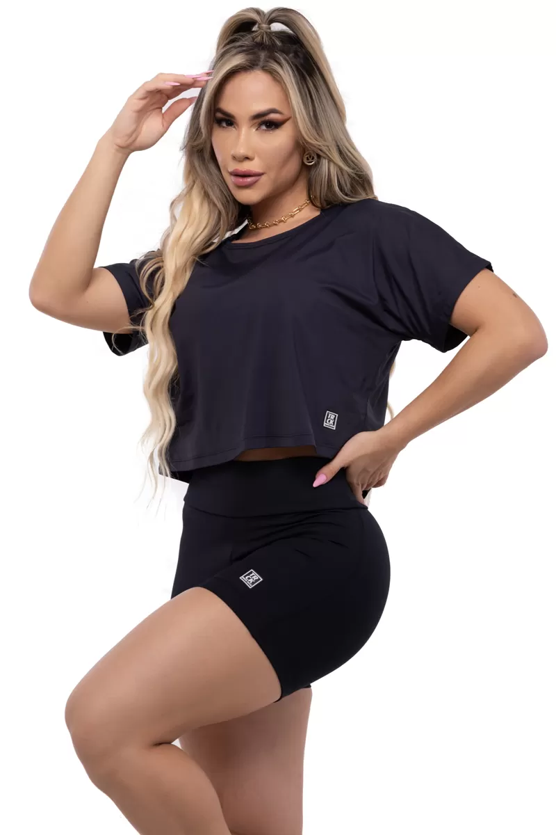 Elastic Power Trincks - Cropped Basic Poliamida Black - 