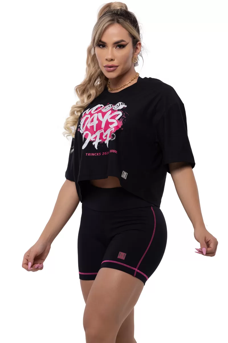 Trincks - Cropped Motivacion Preto Pink No Days Off - 