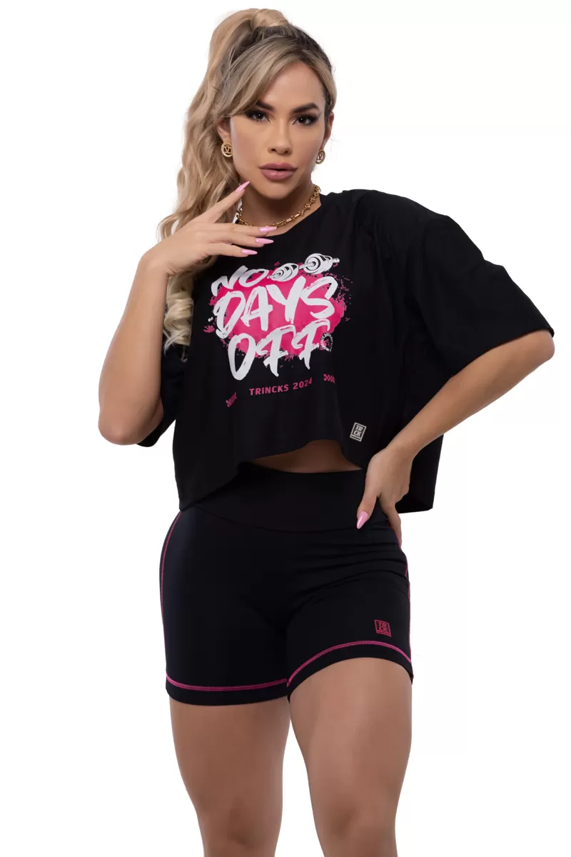 Trincks - Cropped Motivacion Preto Pink No Days Off - 