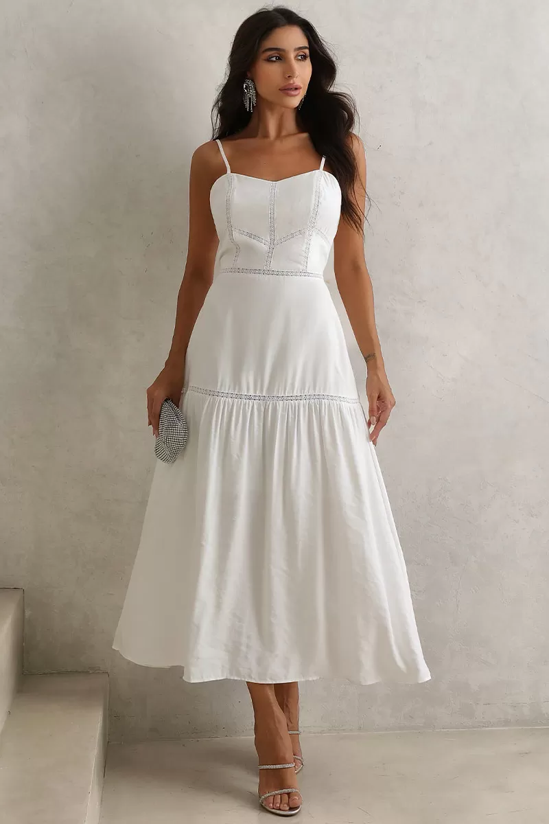 Miss Misses - Karina Long Dress With Off White Guipure Detail - 54461030