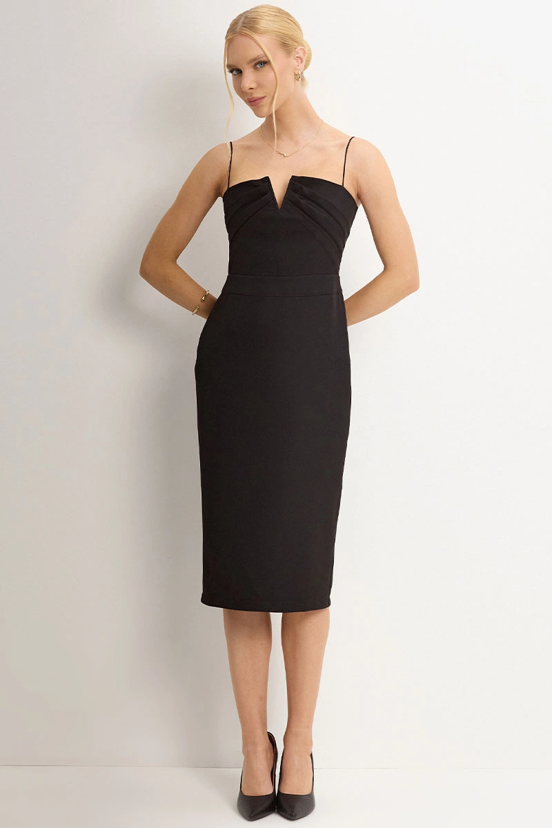 Miss Misses - Juliana Tube Dress with Pleats in the Front in Black - 54448001