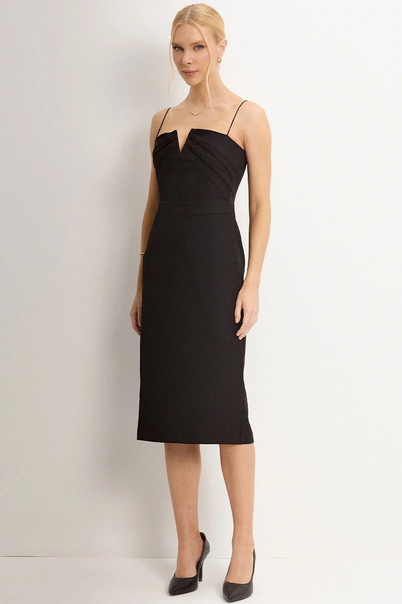 Miss Misses - Juliana Tube Dress with Pleats in the Front in Black - 54448001