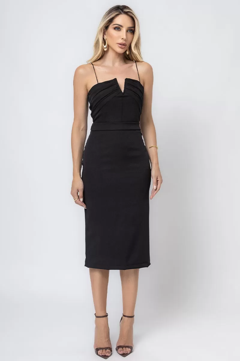 Miss Misses - Juliana Tube Dress with Pleats in the Front in Black - 54448001