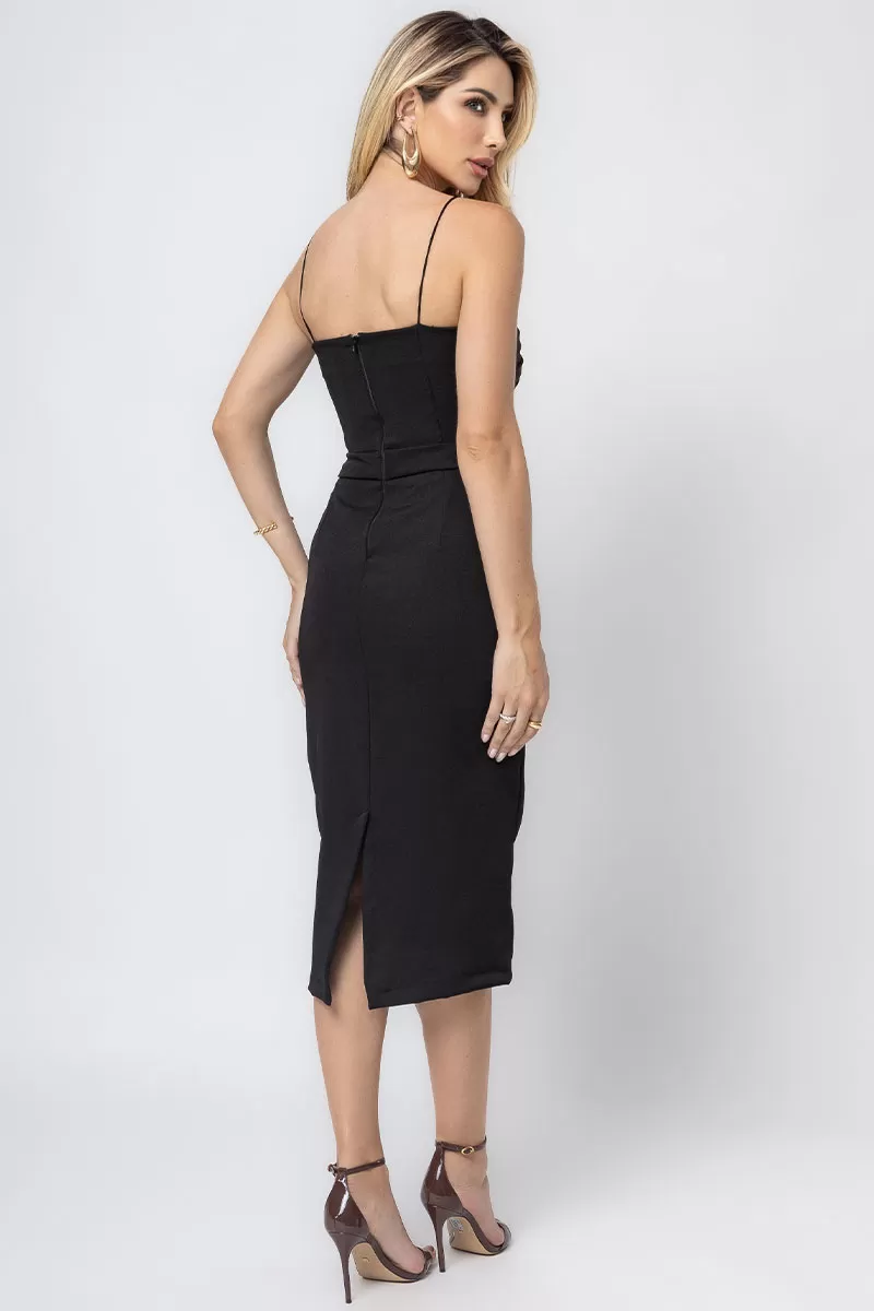 Miss Misses - Juliana Tube Dress with Pleats in the Front in Black - 54448001
