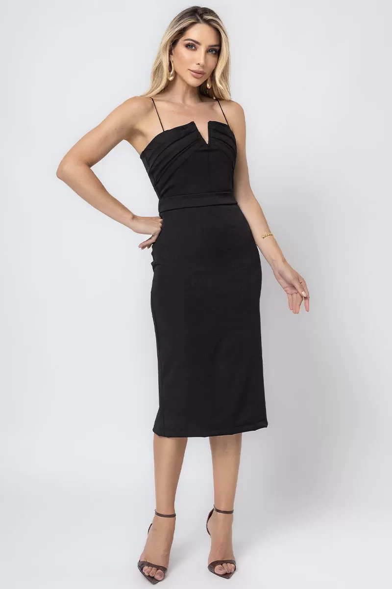 Miss Misses - Juliana Tube Dress with Pleats in the Front in Black - 54448001