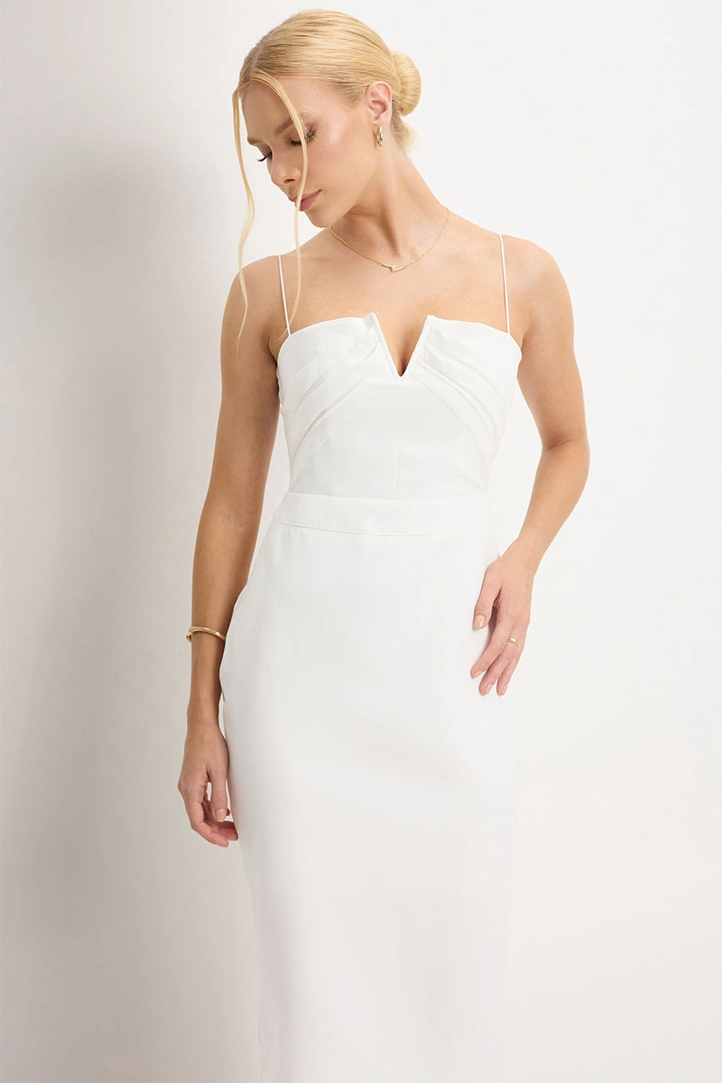 Miss Misses - Juliana Tube Dress with Pleats in the Front Off White - 54448030