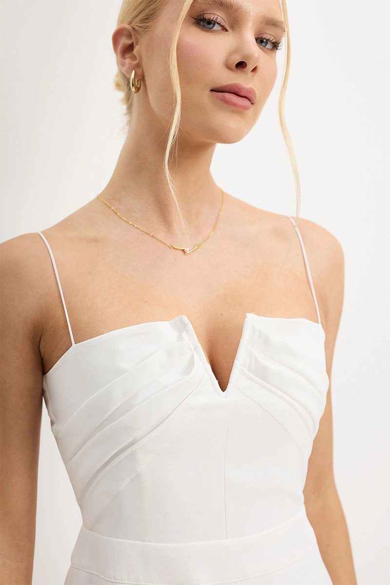 Miss Misses - Juliana Tube Dress with Pleats in the Front Off White - 54448030