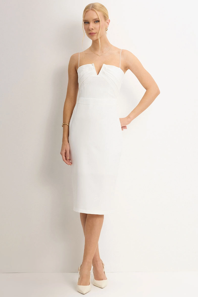 Miss Misses - Juliana Tube Dress with Pleats in the Front Off White - 54448030