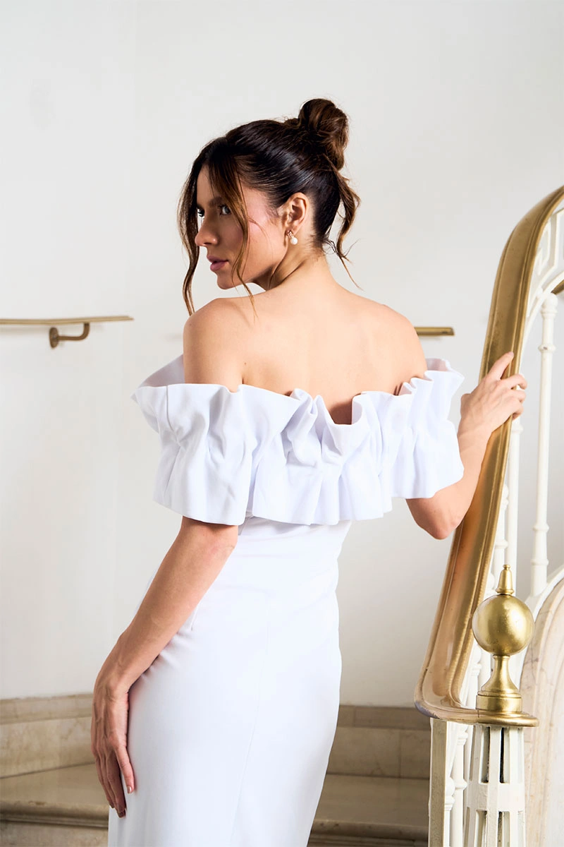 Miss Misses - Vestido Sabrina Midi Tubinho Branco - 54464005