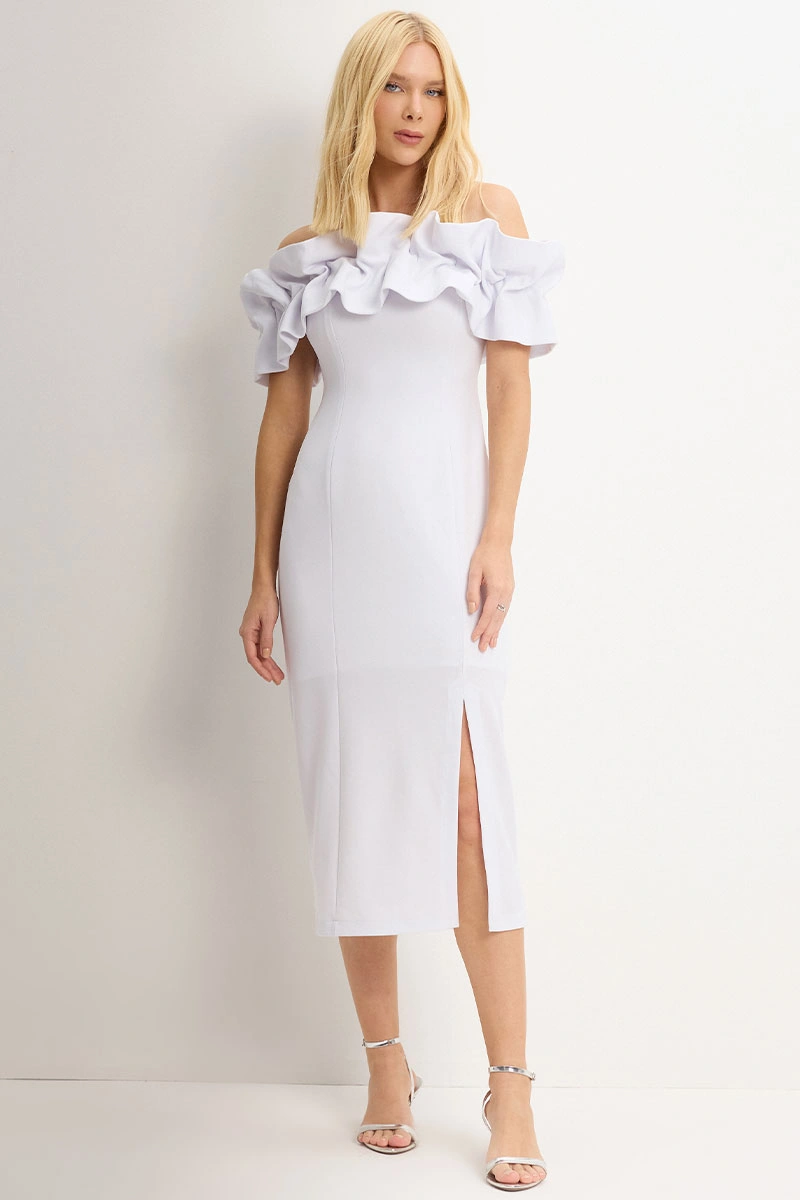 Miss Misses - Vestido Sabrina Midi Tubinho Branco - 54464005