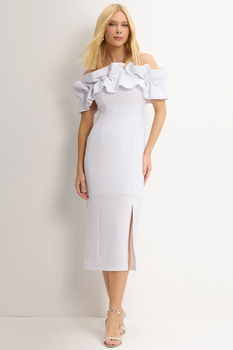 Miss Misses - Vestido Sabrina Midi Tubinho Branco - 54464005