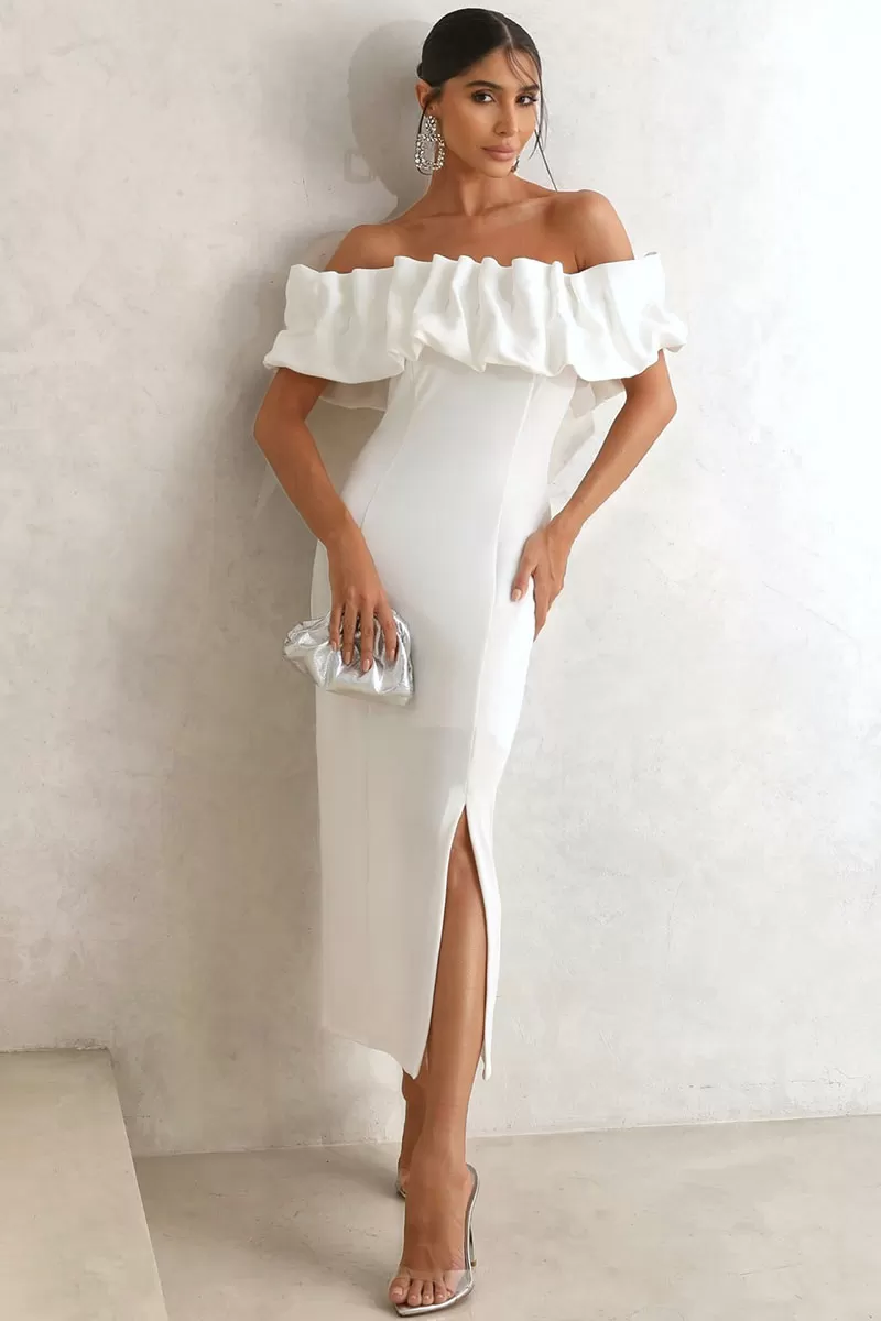 Miss Misses - Vestido Sabrina Midi Tubinho Branco - 54464005