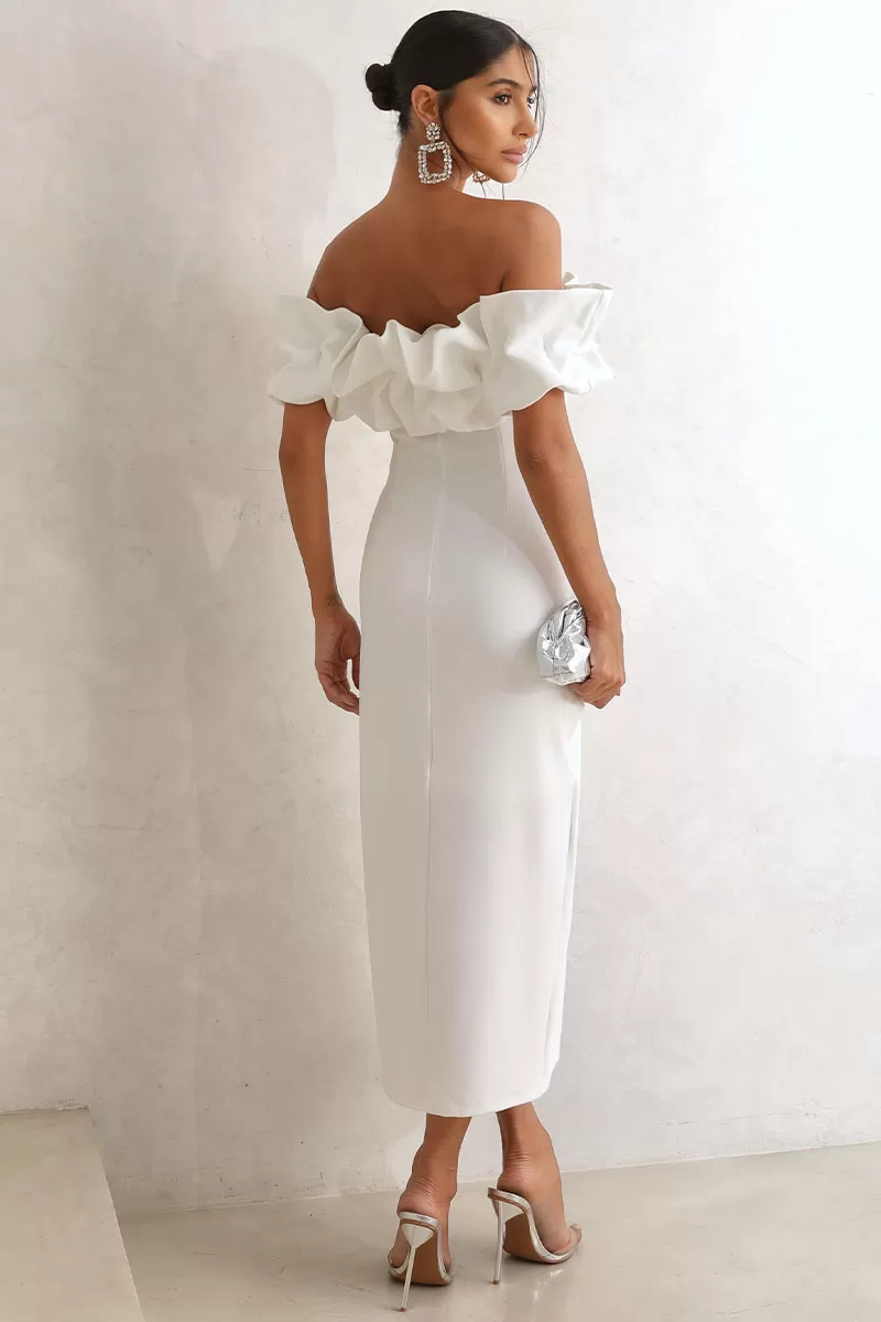 Miss Misses - Vestido Sabrina Midi Tubinho Branco - 54464005