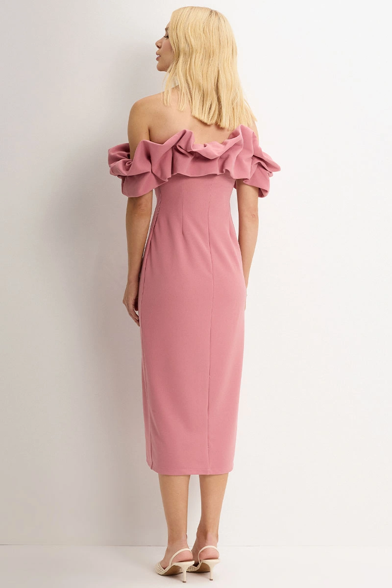 Miss Misses - Pink Tube Dress with Frills - 54464031