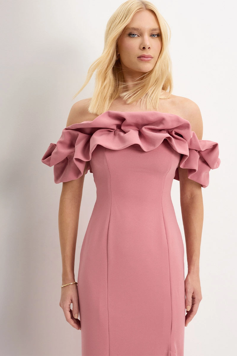 Miss Misses - Pink Tube Dress with Frills - 54464031