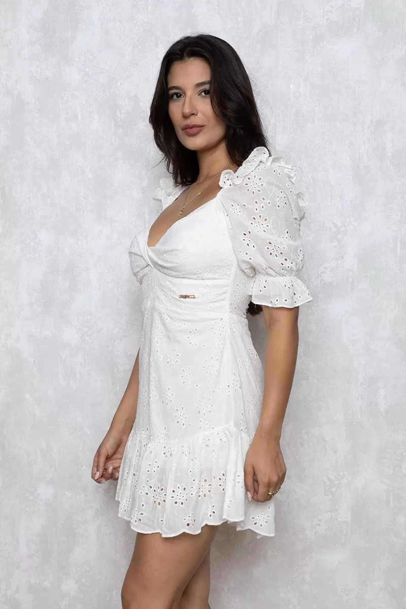 Oxigênio - Vestido Oxigênio Rodado Alice Manga Curta Offwhite - 21136250OFF