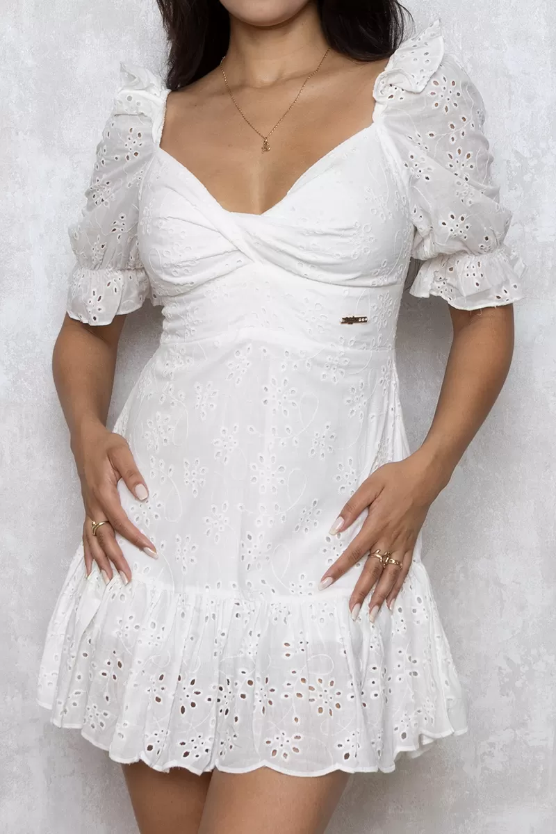 Oxigênio - Vestido Oxigênio Rodado Alice Manga Curta Offwhite - 21136250OFF