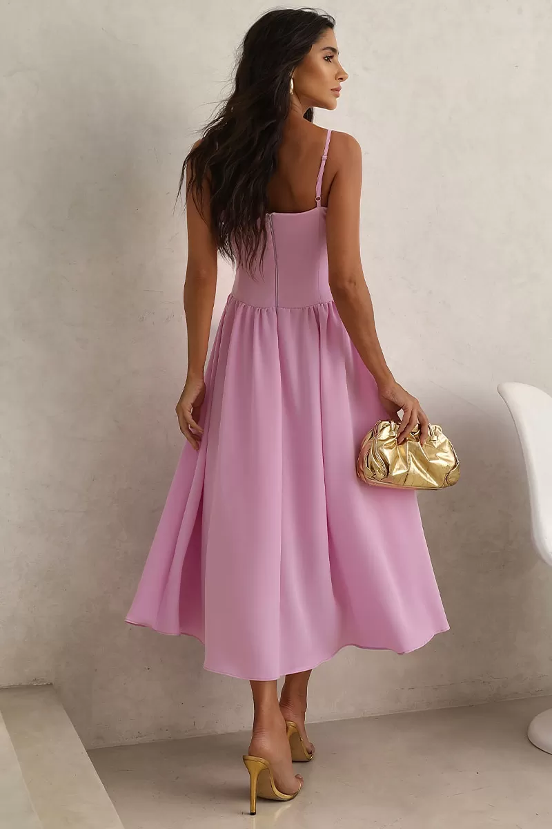 Miss Misses - Vestido Maria Com Alça E Com Detalhe Guipir Rosa - 54451060