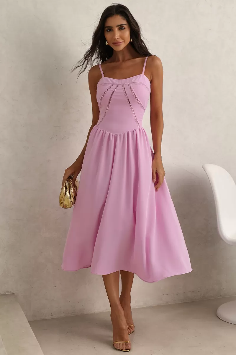 Miss Misses - Vestido Maria Com Alça E Com Detalhe Guipir Rosa - 54451060