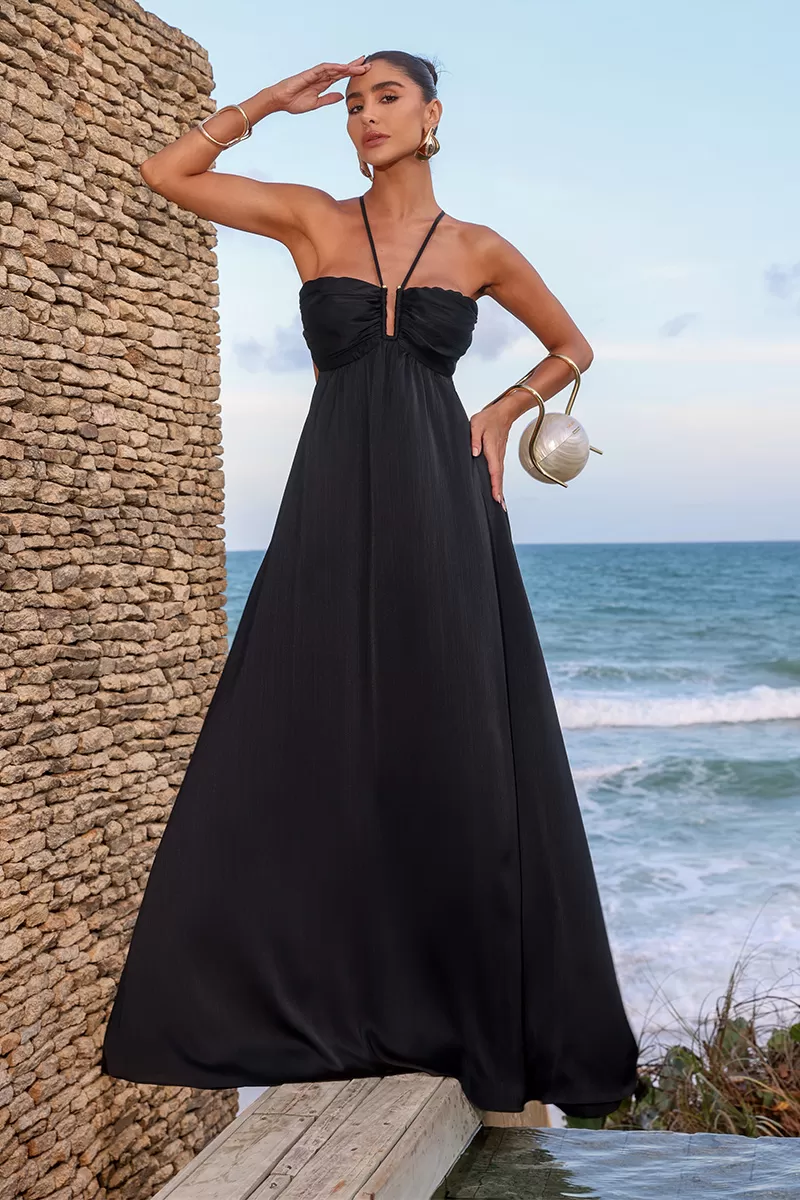 Dot Clothing - Dress Dot Clothing Long Pleated Jacket Black - 2587PRETO