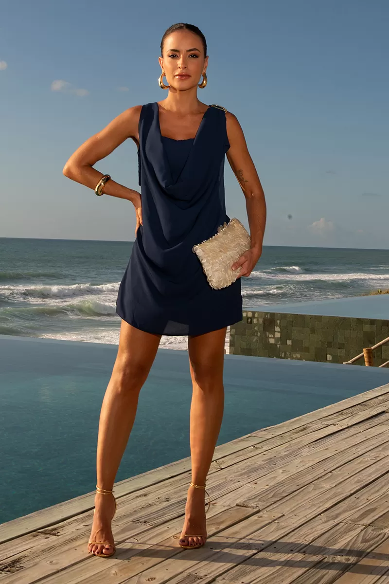 Dot Clothing - Trijunto Dot Clothing Lia Draped Navy Blue - 2580AZUL