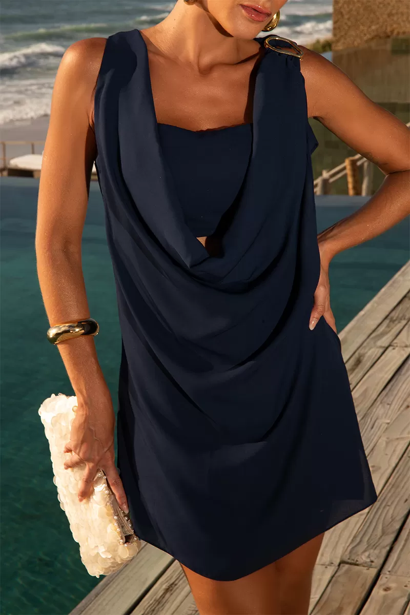 Dot Clothing - Trijunto Dot Clothing Lia Draped Navy Blue - 2580AZUL