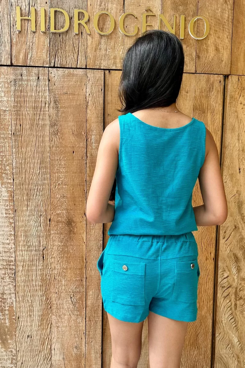 Hidrogênio - SWEATSHIRT TANK TOP WITH BUTTONS ON THE COBALT NECKLINE - 18875023