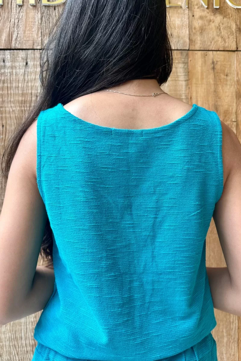 Hidrogênio - SWEATSHIRT TANK TOP WITH BUTTONS ON THE COBALT NECKLINE - 18875023