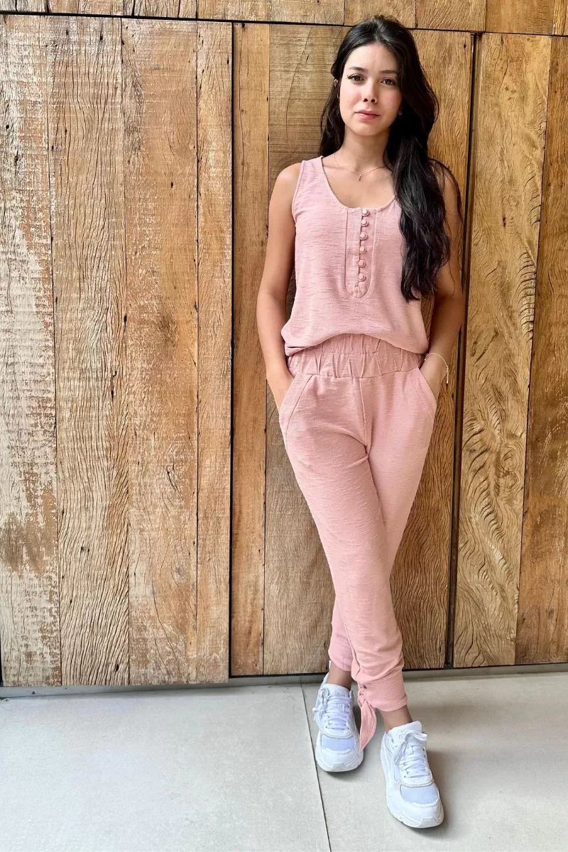 Hidrogênio - PINK SWEATSHIRT WITH BUTTONS ON THE NECKLINE - 18875021