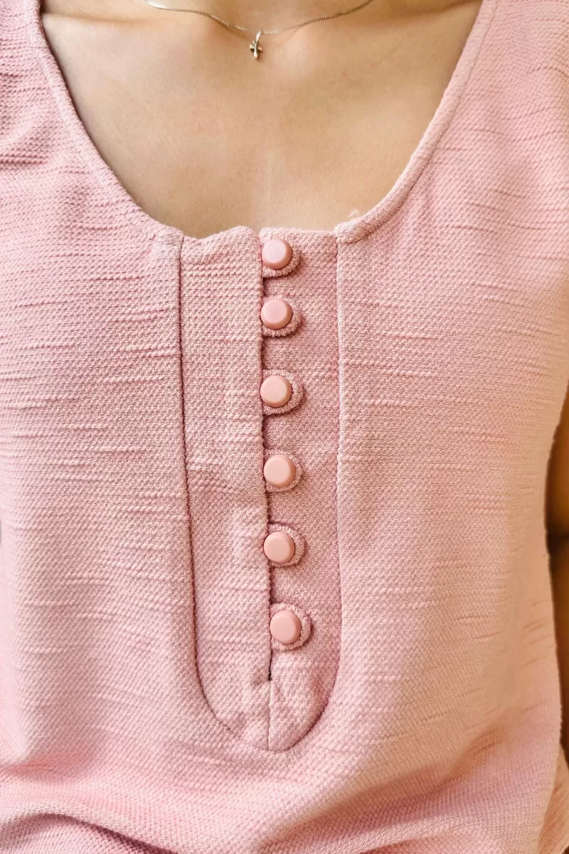 Hidrogênio - PINK SWEATSHIRT WITH BUTTONS ON THE NECKLINE - 18875021