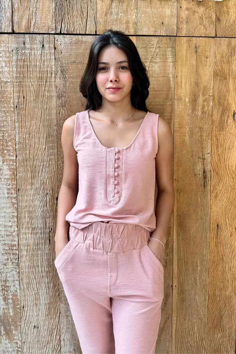 Hidrogênio - PINK SWEATSHIRT WITH BUTTONS ON THE NECKLINE - 18875021