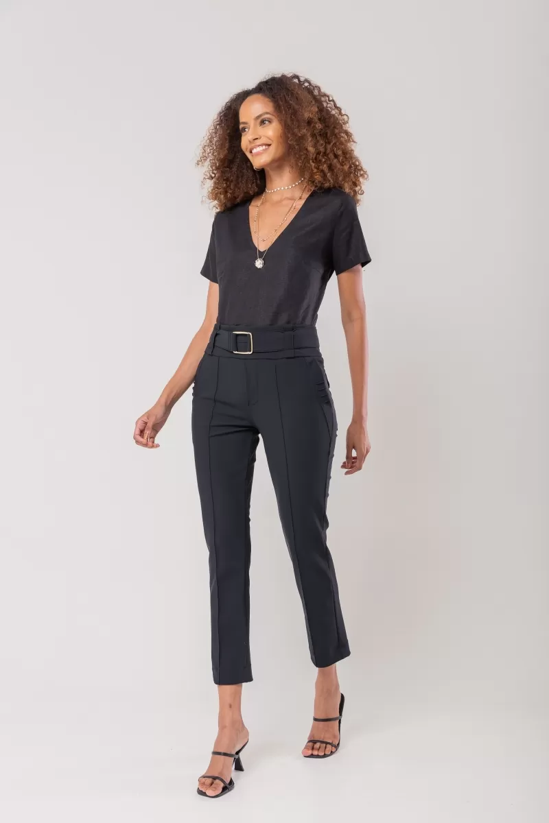 Hidrogênio - CALÇA PESCADOR C/ NERVURAS E CINTO ROBERTA PRETO - 20174001