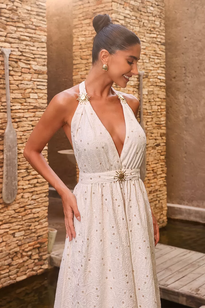 Dot Clothing - Dot Clothing Long Dress Sun Front One-Shoulder Off White - 2570OFF