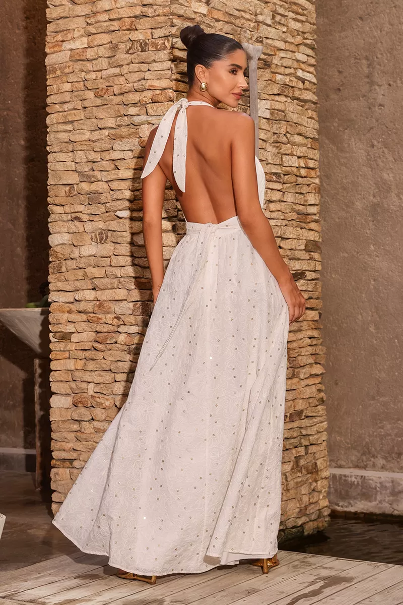 Dot Clothing - Dot Clothing Long Dress Sun Front One-Shoulder Off White - 2570OFF